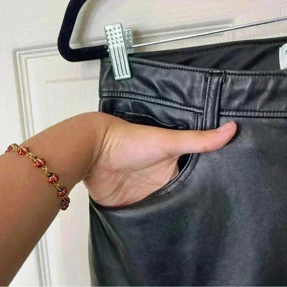 Abercrombie & Fitch Women’s Ankle Straight Ultra High Rise Faux Leather Pants 10 - Picture 3 of 9